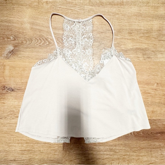 NWT-Nude Blush Lace T back Crop Tank top Womans S - Picture 6 of 7